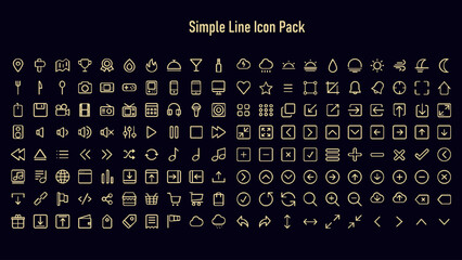 vector set of simple thin line icons.