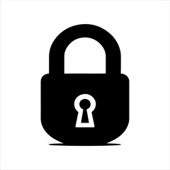 Simple round padlock icon silhouette vector illustration design on white background.