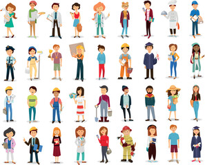 vector illustration set of clipart of people various professions