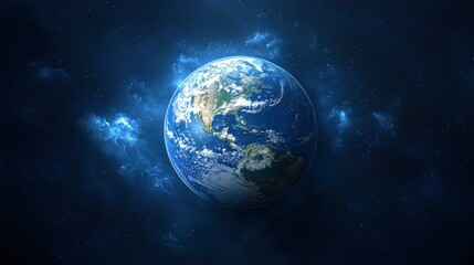 Earth from Space with Stars and Nebulae
