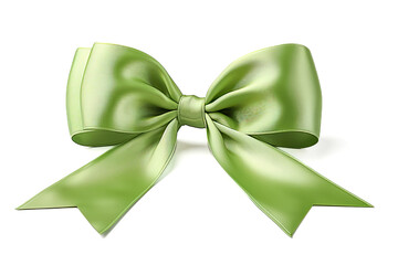 Grüne Geschenkschleife, freigestellt vor weissem Hintergrund, Generative AI