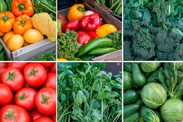 Fresh vegetables at a local market showcasing colorful bell peppers, kale, tomatoes, and leafy greens