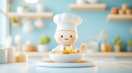 Master Chef Creating a Exquisite Gourmet Dish in 3D Illustration of Culinary Excellence