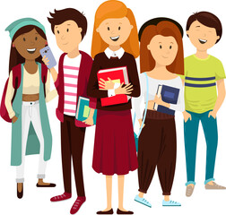 Fototapeta premium group of students with their own style, vector illustration