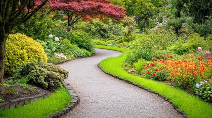 Obraz premium Curving Path Through Lush Garden