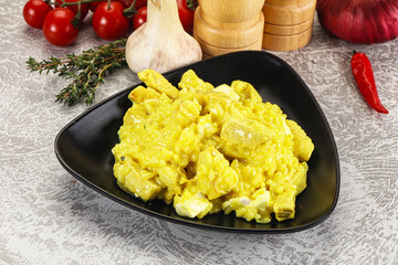 Italian cuisine - yellow risotto with chicken