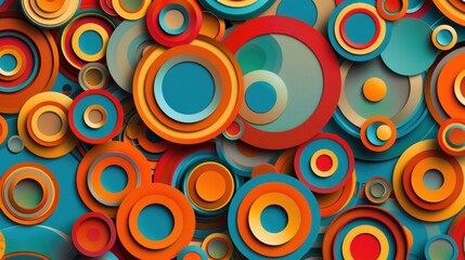 Abstract geometric seamless pattern with intricate circles and gradient shades, modern and cheerful