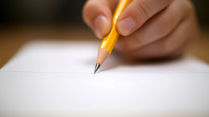 A person is writing with a pencil on a piece of paper