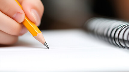 A person is writing with a pencil on a piece of paper