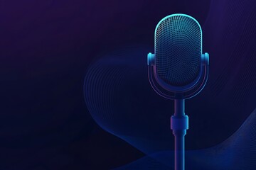 microphone waves black background. Audio radio app. Digital technology. 