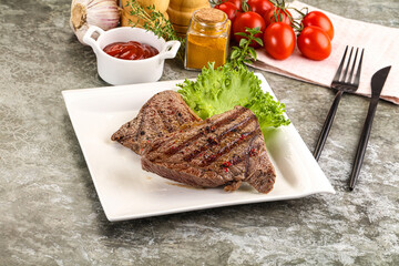 Delicus grilled beef steak with sauce