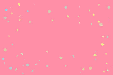 Many Falling Pastel Colorful Tiny Confetti Isolated On Pink Background. Vector Illustration. Congratulations Wallpaper