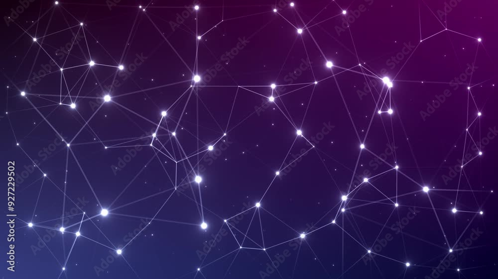 Poster Abstract network concept animation, futuristic communication web low poly background