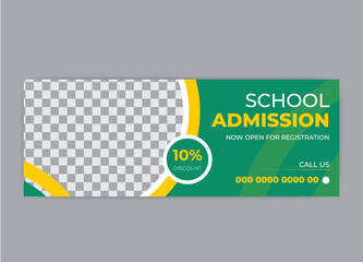 Modern school admission Facebook cover design.