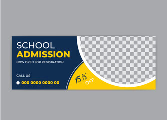 Abstract Facebook cover design for school admission marketing.