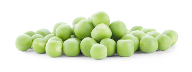 Pile of fresh green peas isolated on white