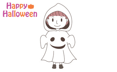 ハロウィンのお化けの仮装をした子どものイラスト
