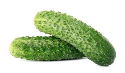Two whole fresh cucumbers isolated on white