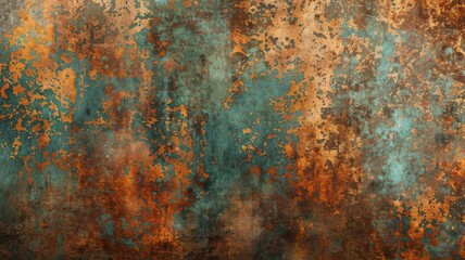 Fototapeta premium Metal old grunge copper bronze rusty texture, gold background effect wallpaper. Grunge metallic tile design, rustic marble stone texture, oxidation on iron plate.
