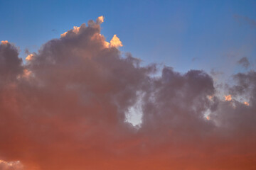 Beautiful sunset colorful sky of clouds on pink background