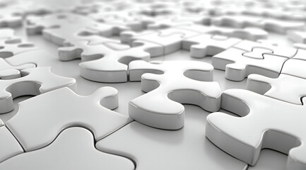 White Glossy 3D Puzzle Pieces Illustration