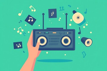 Obraz premium Radio retro style, illustration