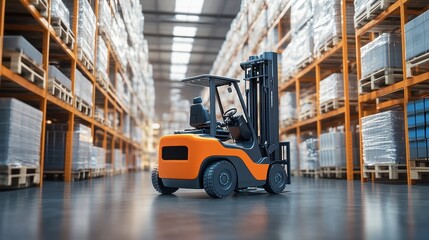 Efficiency in Motion - Robot Operating Automated Forklift in Busy Warehouse
