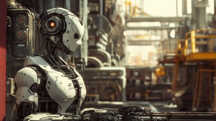 Robot Operating Heavy Machinery in Industrial Setting