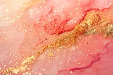 Obraz premium Abstract art with pink and gold colors and glitter