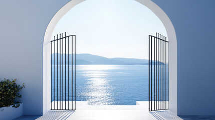 Tranquil Mediterranean Gateway: A Serene Sea View. Generative AI
