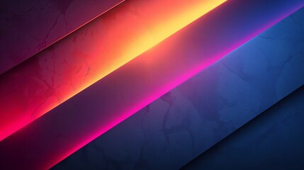 Obraz premium Modern abstract background, dark gradient with neon pink light and neon blue color in the upper right corner, with neon yellow lines on one side