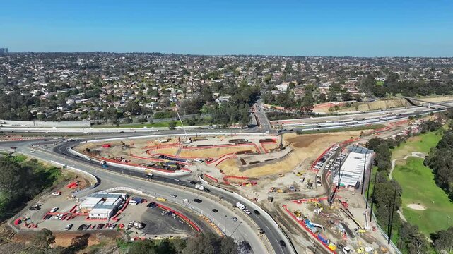 Bulleen interchange as part of North East Link development with freeway traffic