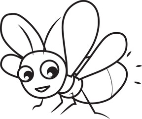 Cute cartoon insects line art coloring. Firefly vector illustration coloring page