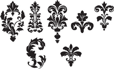 Floral Modern Black Silhouette Design Elements