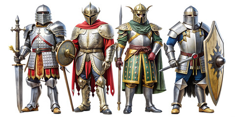 Naklejka premium set of knight isolated on white background.AI GENERATED