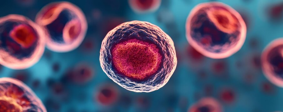 cell culture fluorescent, cell, gene, expression, study, 3d, illustration