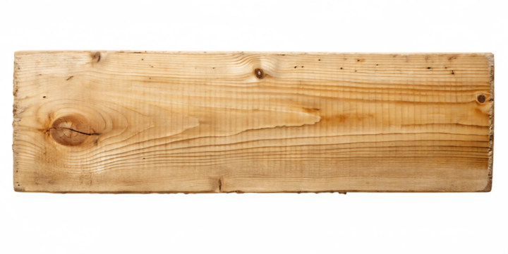 Rough wooden plank out on white background.AI GENERATED