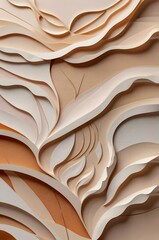 Elegant Layered Paper-Cut Background with Organic Shapes and Neutral Tones
A refined design featuring smooth edges and subtle gradients, ideal for sophisticated posters, banners, and flyers with a min