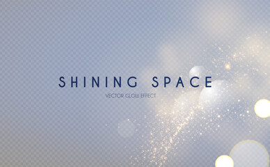 Soft gold bokeh light effect. Shining holiday and party design. Blur light