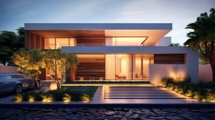 Obraz premium A house with a balcony and a view of the street