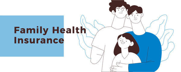 Happy Diverse Couple of Same Male Gender and Female Child Embracing Each Other on Abstract Background. Male with One Disable Arm. Family Health and Wellness. Modern Flat Vector Illustration. 