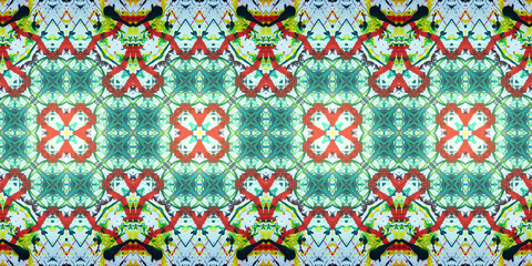 Seamless art drawing patterns kaleidoscope. Acrylic paint is drawn