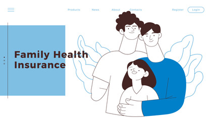 Happy Diverse Couple of Same Male Gender and Female Child Embracing Each Other on Abstract Background. Male with One Disable Arm. Family Health and Wellness. Modern Flat Vector Illustration. 