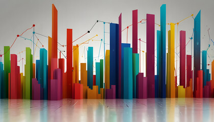 Fototapeta premium Colorful Abstract Business growth graph Background. Generative AI