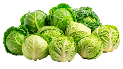 Fototapeta premium set of separate cabbage isolated on white background.AI GENERATED