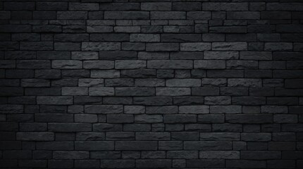 Stone wall of varied black brick shades with texture 