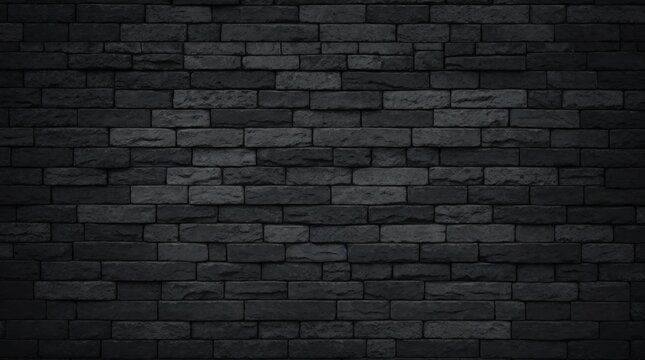 Stone wall of varied black brick shades with texture 