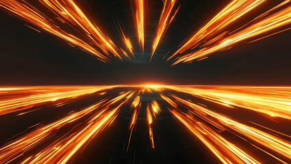Obraz premium 3d render, abstract minimal neon background, pink blue neon lines going up, glowing in ultraviolet spectrum Cyber space. Laser show Futuristic wallpaper