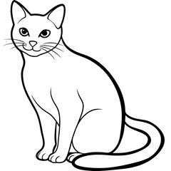 Minimalist line drawing of a sitting cat - clean black & white illustration for pet brands, animal shelters & cat lover gifts