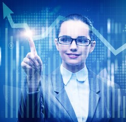 Businesswoman in stock trading business concept